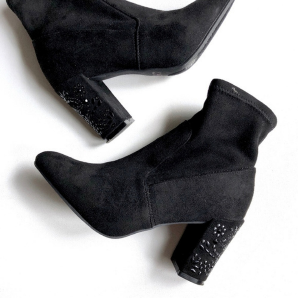 Steve Madden Aubree Embellished Block Heel Booties